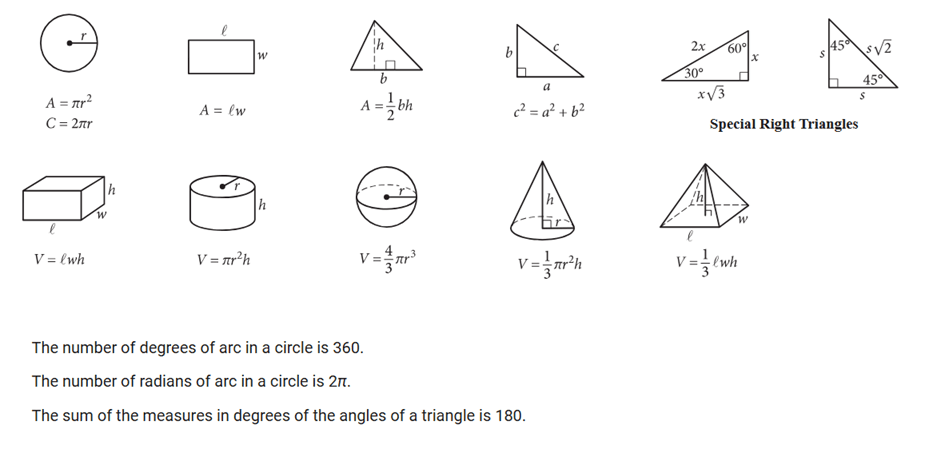 SAT Math Reference Sheet